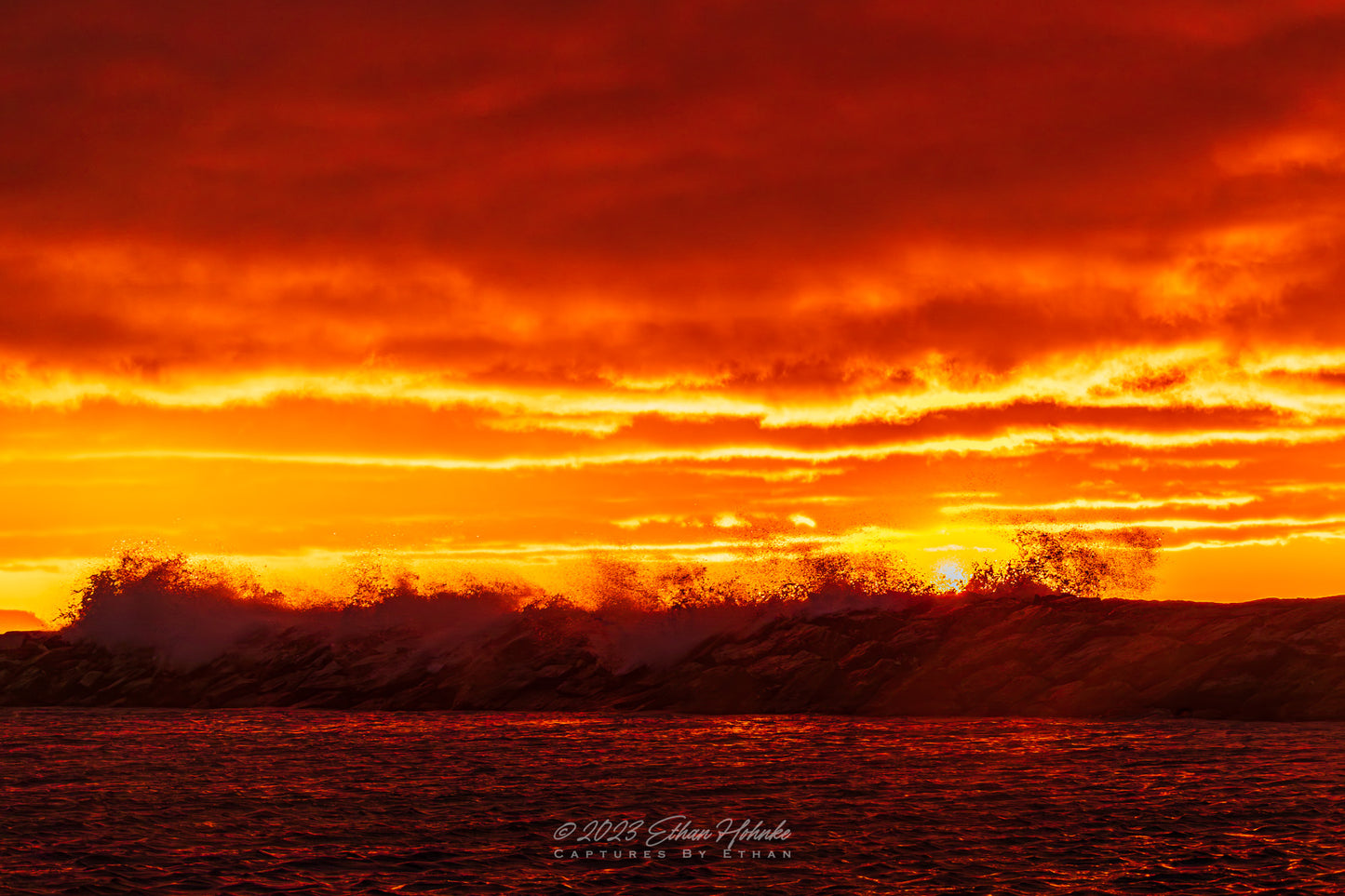 Waves Crash at Sunset from Leland - Print