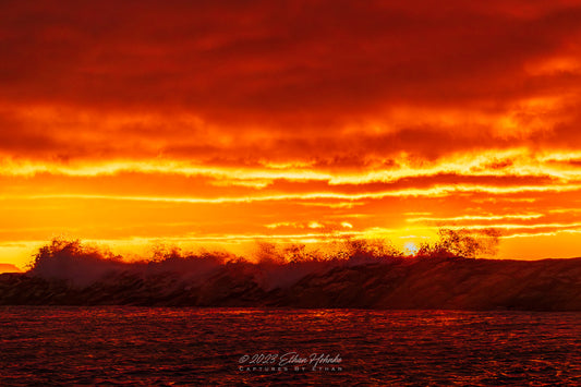 Waves Crash at Sunset from Leland