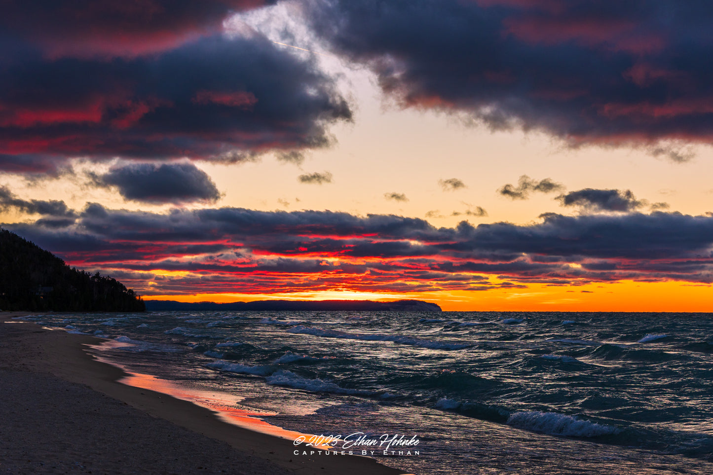 Van's Beach Burner Sunset over Lake Michigan - Print