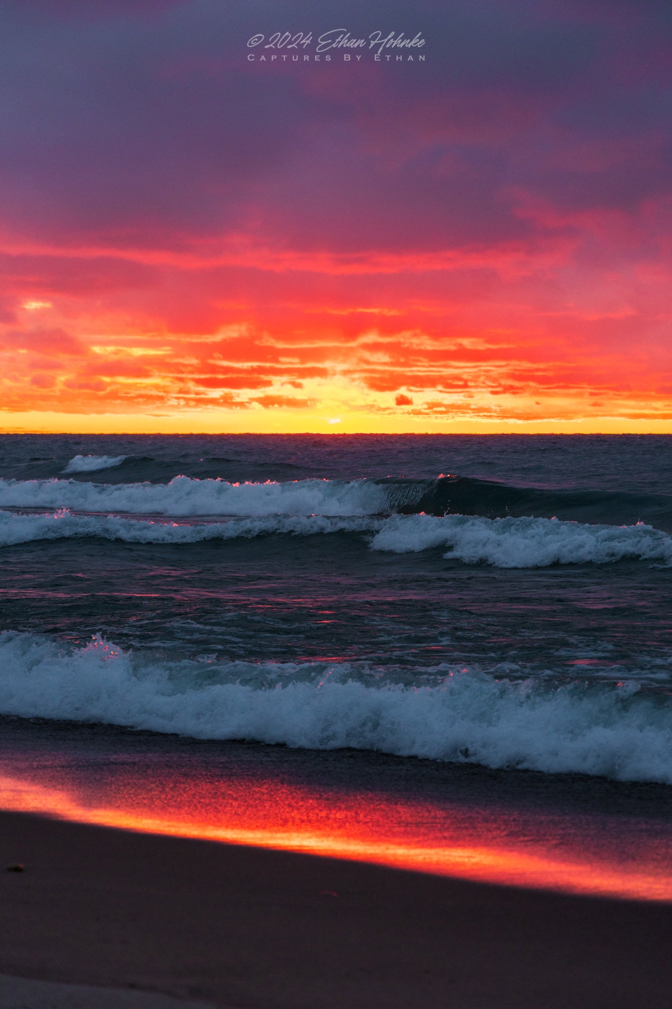 Spectacular Sunset over Lake Michigan from Leland (Portrait Orientation) - Print