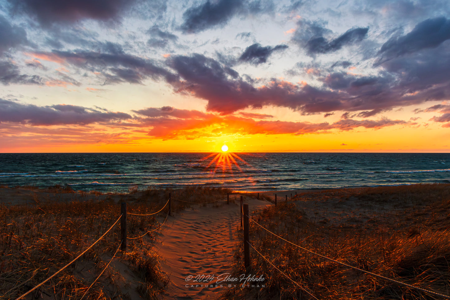Golden Hour Sunset from North Bar Beach, Sleeping Bear Dunes - Print