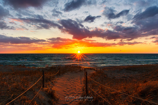 Golden Hour Sunset from North Bar Beach, Sleeping Bear Dunes