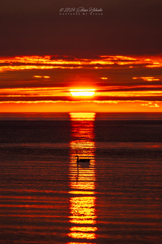 Gills Pier Sunset Serenity over Lake Michigan (Portrait Orientation)