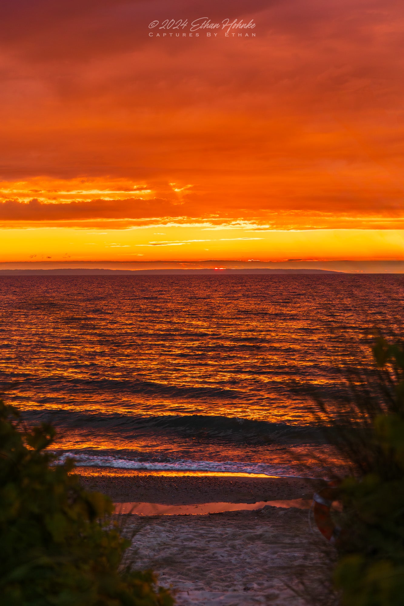 Beach Path Leads to Mesmerizing Sunset, Leland (Portrait Orientation) - Print