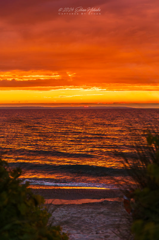 Beach Path Leads to Mesmerizing Sunset, Leland (Portrait Orientation)