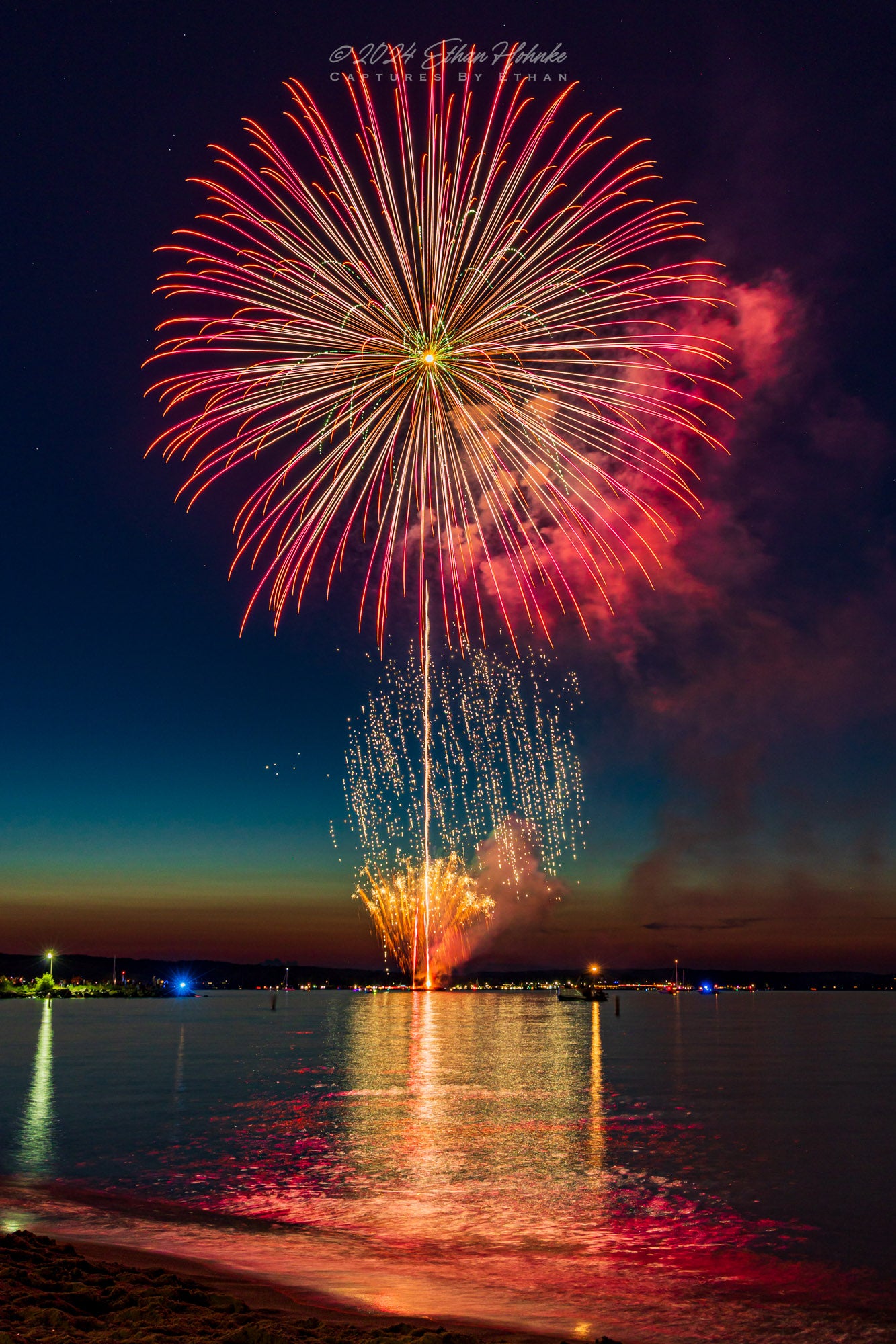 Traverse City Cherry Festival 2024 Finale Fireworks X (Portrait Orientation) - Print
