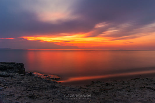 Watercolor Sunset over Lake Michigan (Long Exposure)