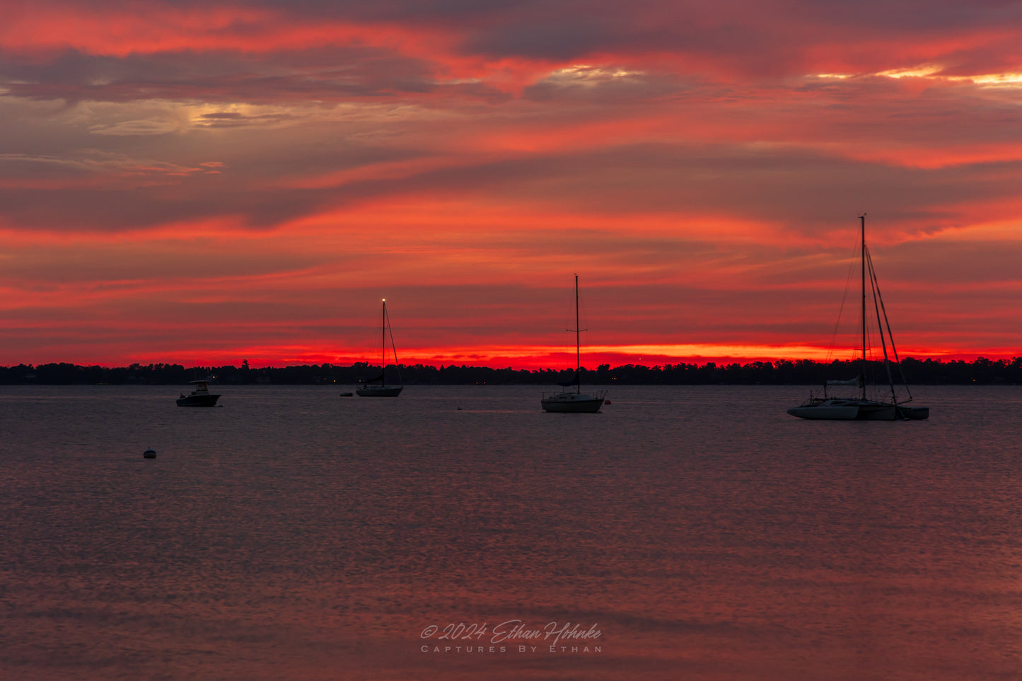 Fire Sunrise over Northport Marina III - Print
