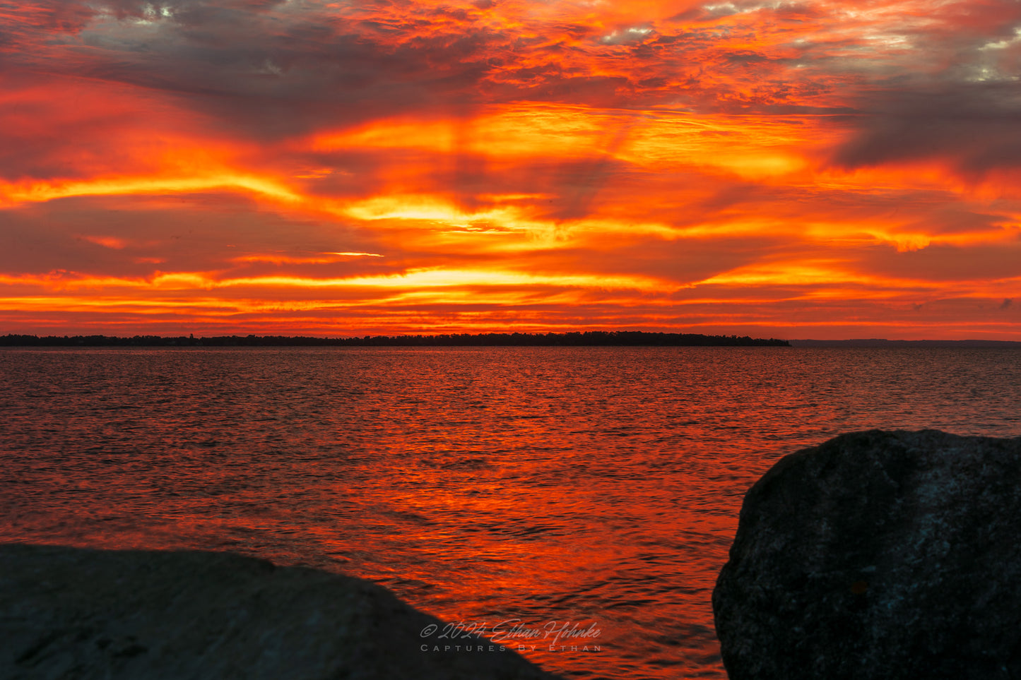 Fire Sunrise over Northport Marina IV - Print