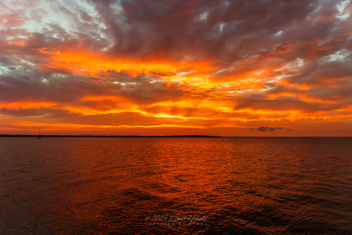 Fire Sunrise over Northport Marina V - Print