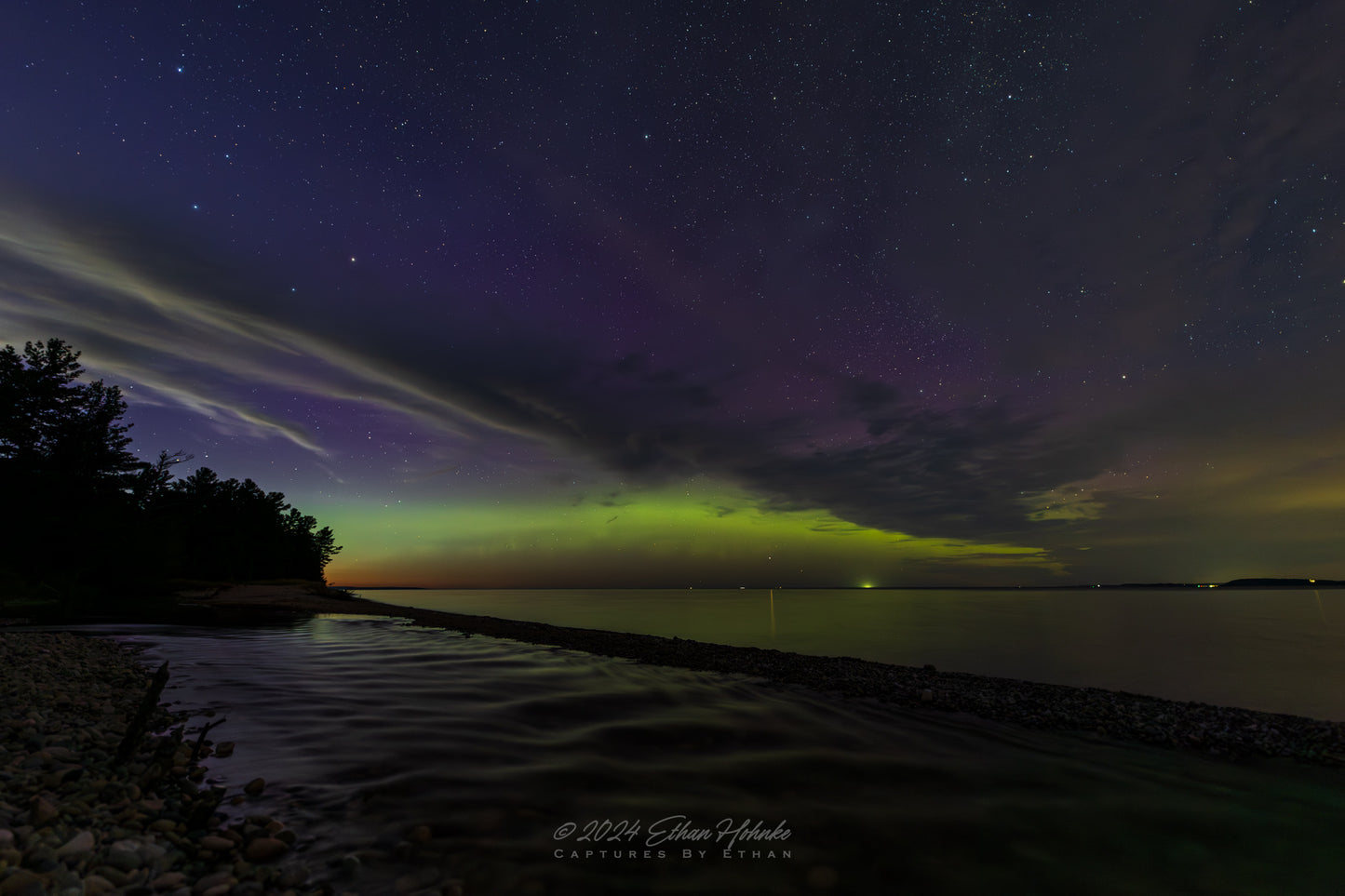 Northern Lights over Shalda Creek 2024, Sleeping Bear Dunes - Print