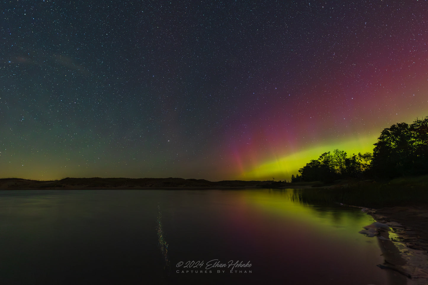 North Bar Lake Aurora Reflections - Print
