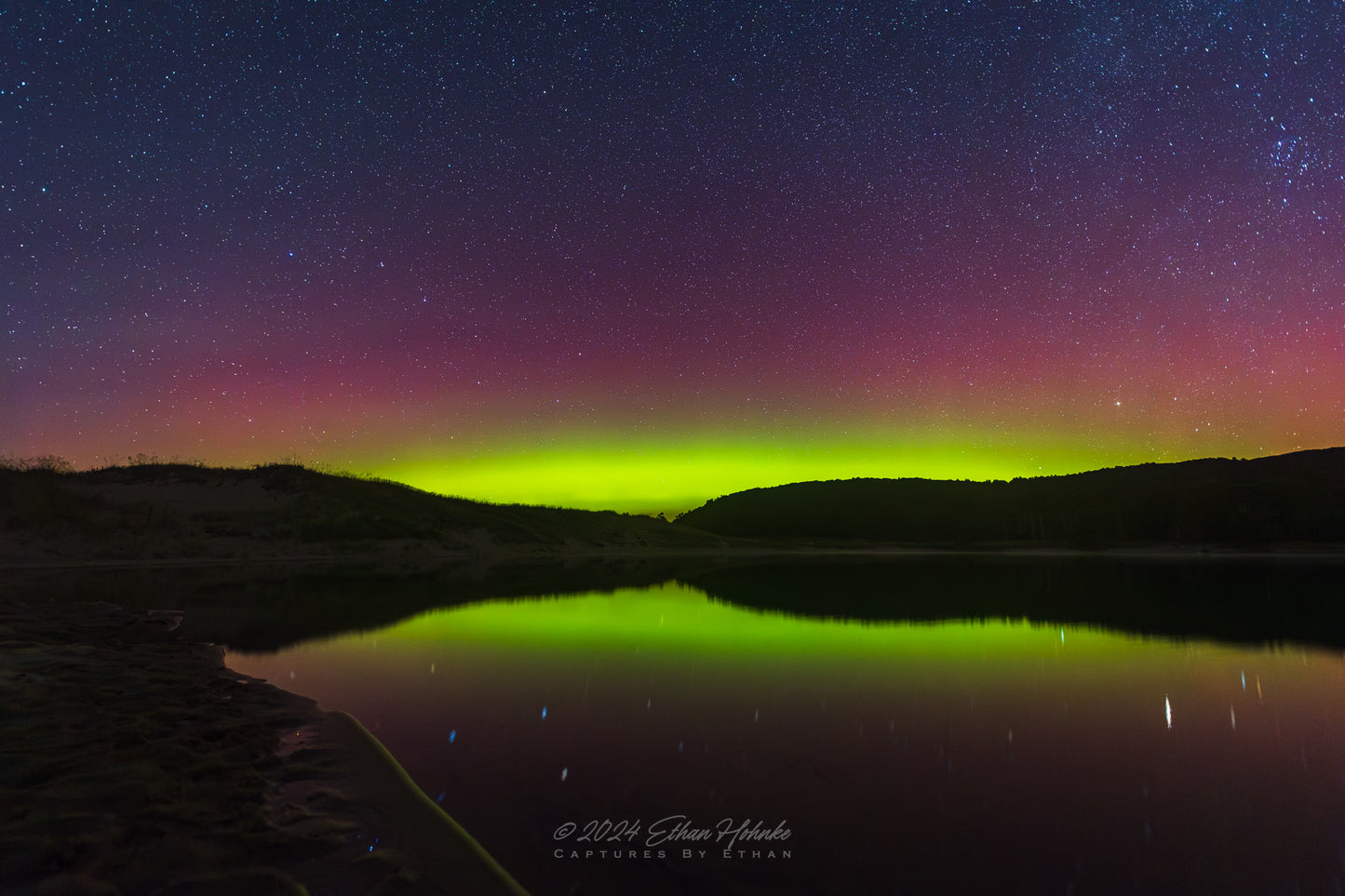 North Bar Lake Aurora Reflections II - Print