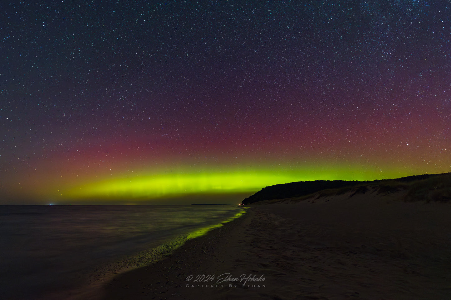 Aurora over Lake Michigan from North Bar Lake Beach - Print