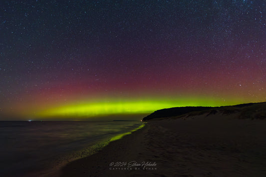 Aurora over Lake Michigan from North Bar Lake Beach - Print