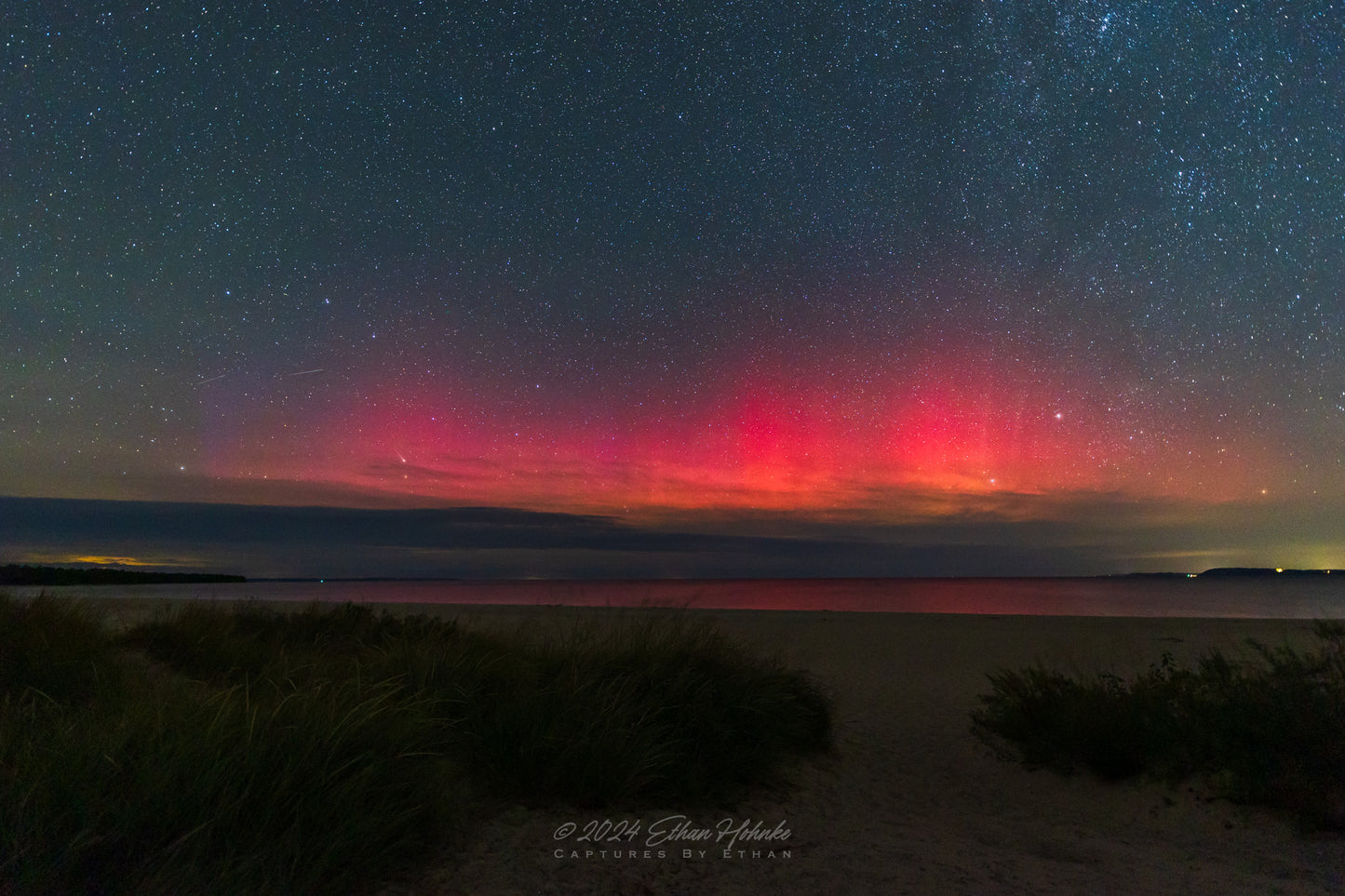 Aurora over Lake Michigan from Bohemian Road Beach - Print