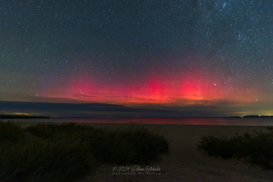 Aurora over Lake Michigan from Bohemian Road Beach - Print