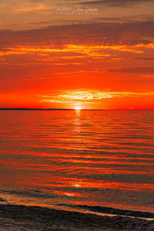 Locals Summer Delight, Sunset over Lake Michigan (Portrait Orientation)