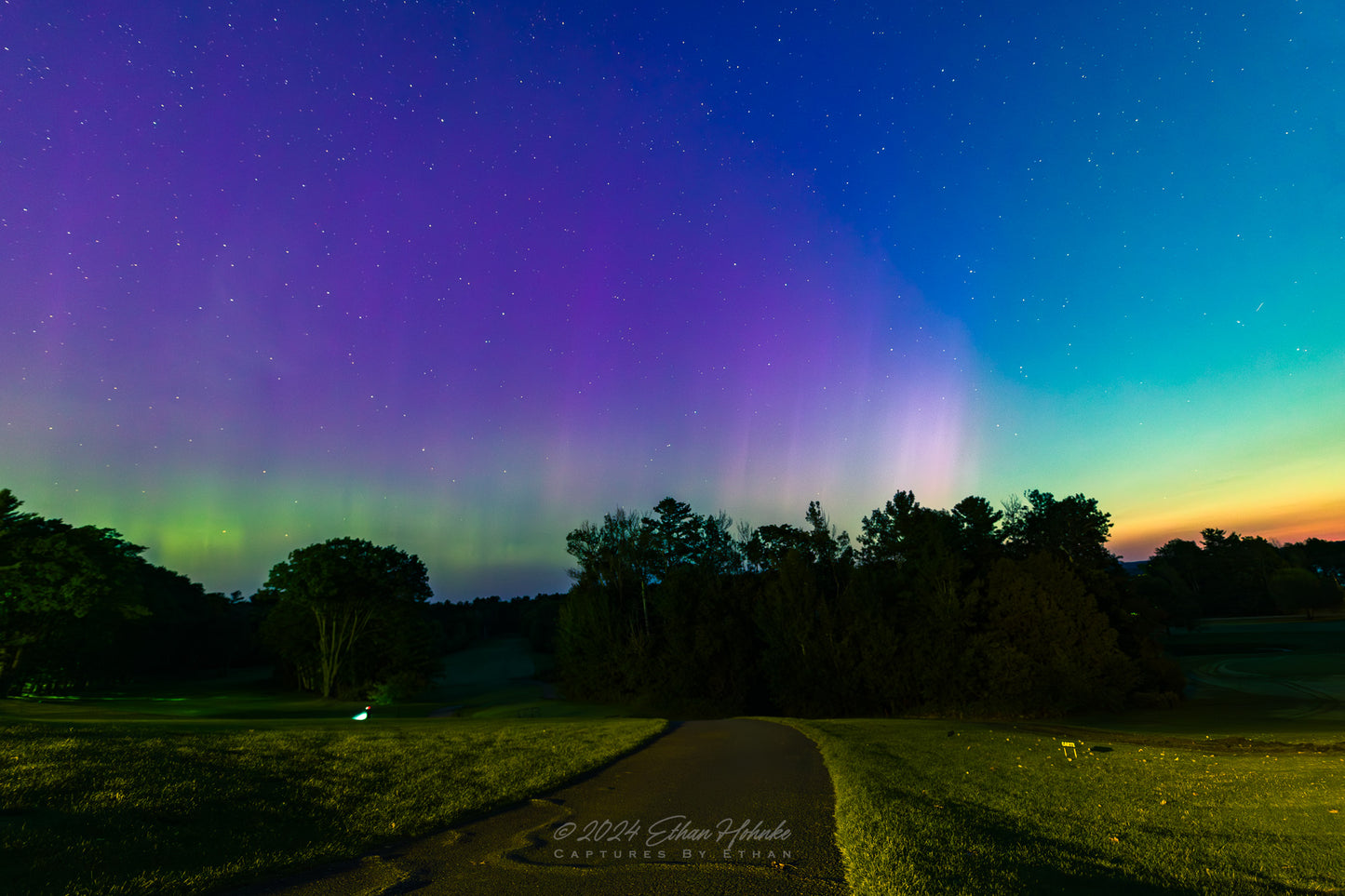 Where Grace Meets the Green, Aurora over Leland Golf Course - Print