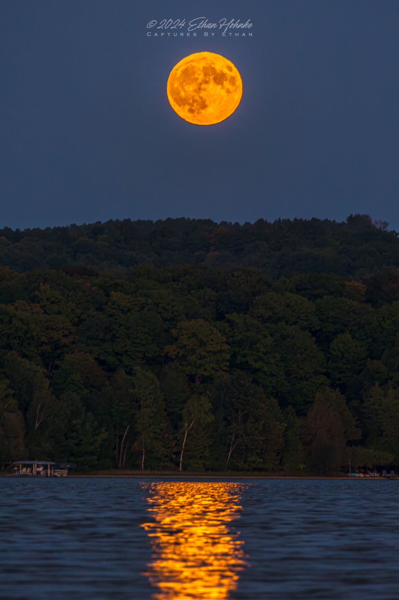 Full Harvest Super Moonrise over Lake Leelanau (Portrait Orientation) - Print
