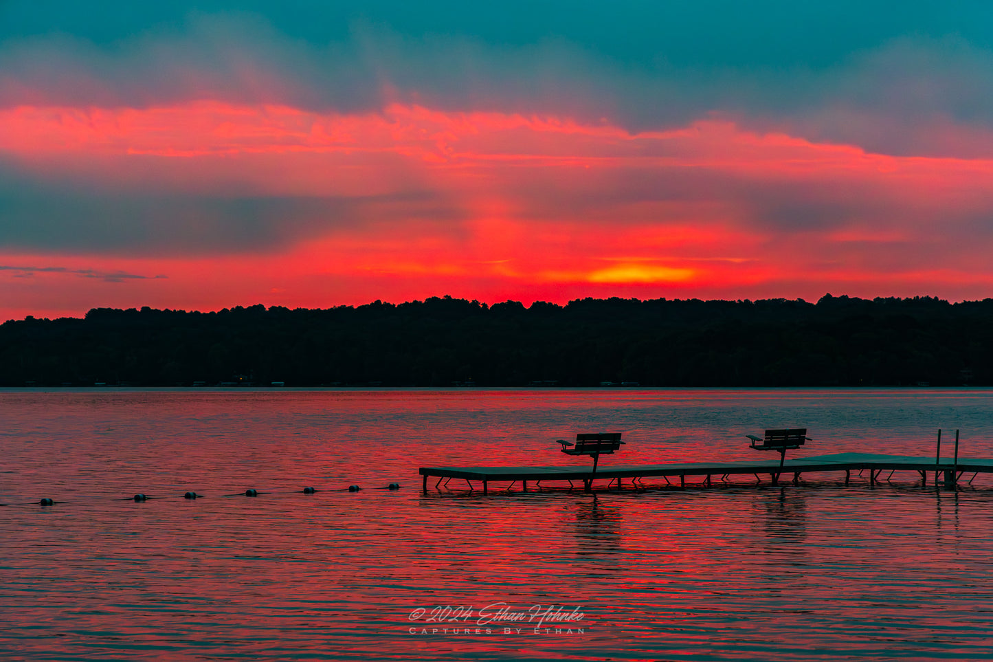 Phenomenal Fire Sunrise over Lake Leelanau from Leland II - Print