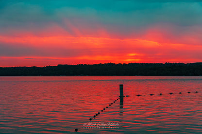 Phenomenal Fire Sunrise over Lake Leelanau from Leland III - Print