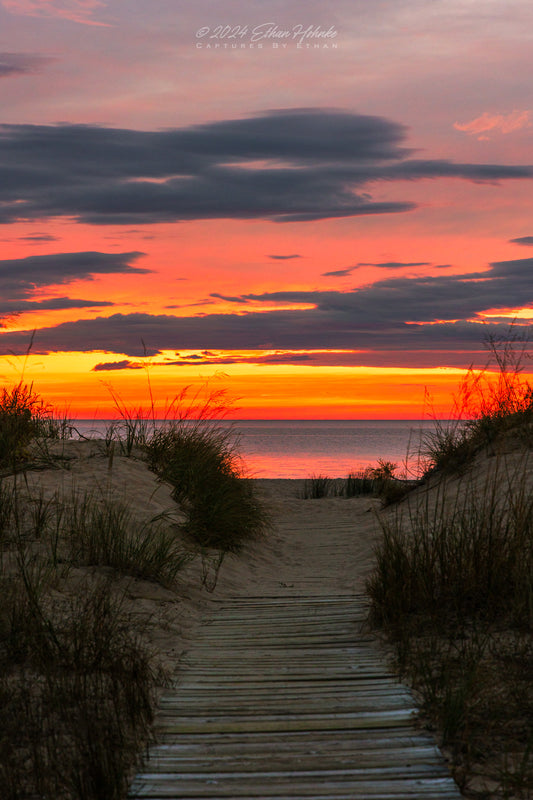 Glen Haven Beach Path Sunrise, Sleeping Bear Dunes (Portrait Orientation)
