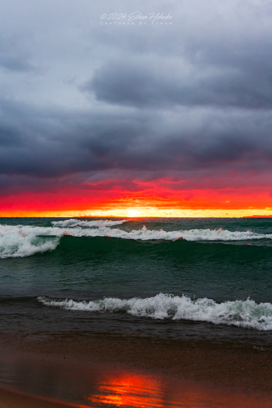 Moody Lake Michigan Sunset from Leland (Portrait Orientation)