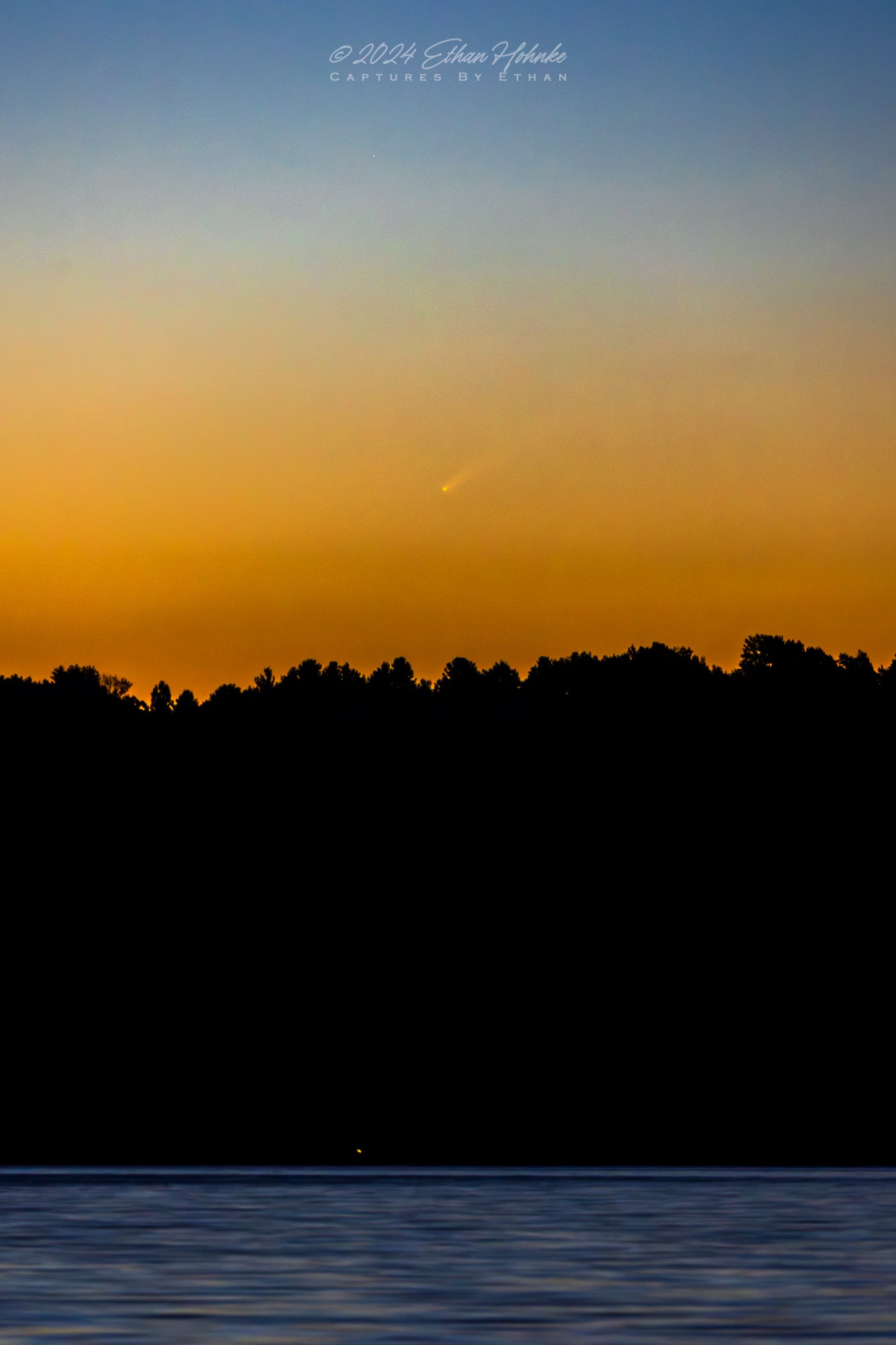 Comet Atlas at Sunrise over Lake Leelanau (Portrait Orientation) - Print
