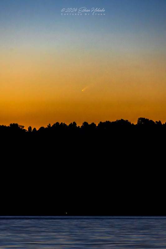 Comet Atlas at Sunrise over Lake Leelanau (Portrait Orientation) - Print