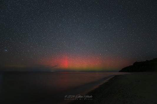 October Aurora over Lake Michigan from Leland II - Print
