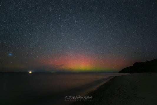 October Aurora over Lake Michigan from Leland III - Print