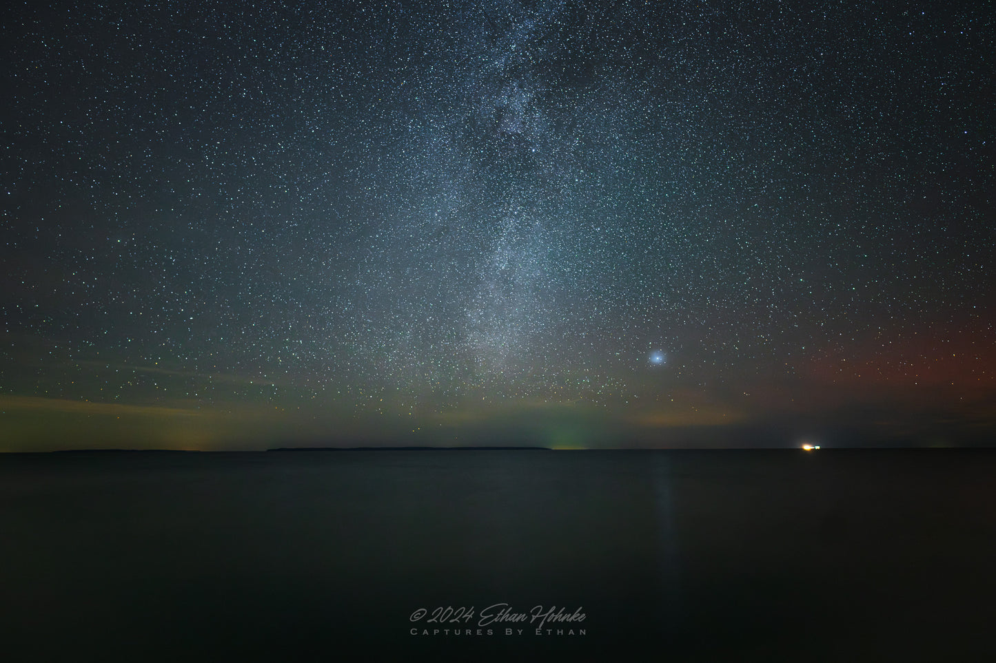 Milky Way over North Manitou and Lake Michigan from Leland - Print