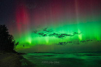 Northern Lights over Lake Michigan from Port Oneida, Sleeping Bear Dunes - Print