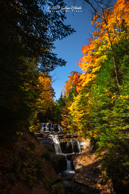 Sable Falls in Autumn Moonlight (Portrait Orientation)