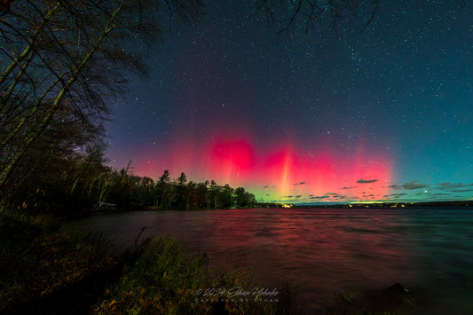 November Aurora over Lake Leelanau from Leland III - Print
