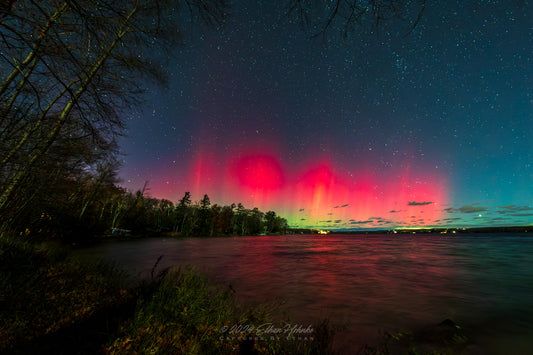November Aurora over Lake Leelanau from Leland IV - Print