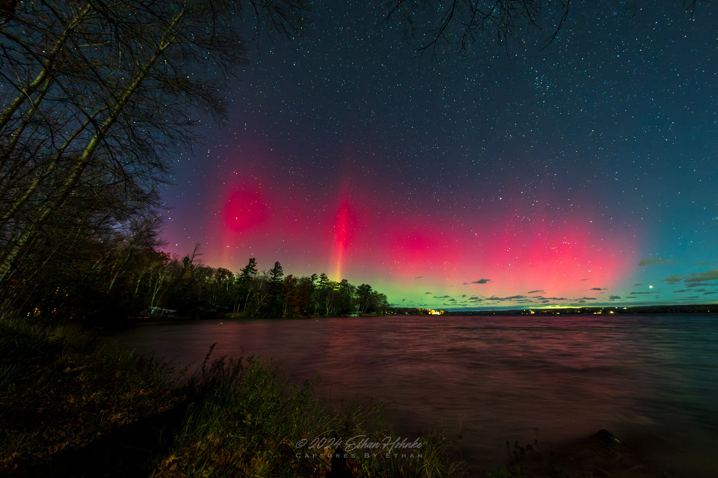 November Aurora over Lake Leelanau from Leland V - Print