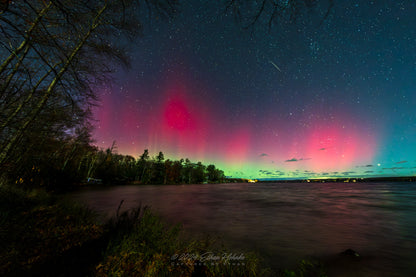 November Aurora over Lake Leelanau from Leland VI - Print
