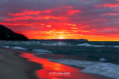 Sun Pillar Sunset from Leland - Print