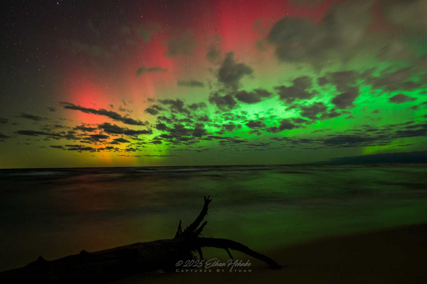Lake Michigan Dreamscape of Rainbow of Aurora at Magoon Creek Natural Area - Print