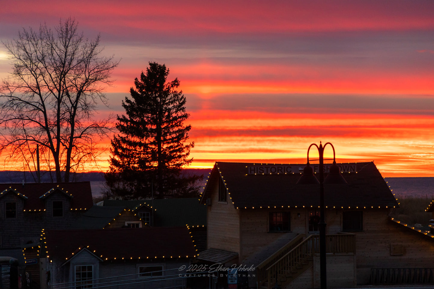 Christmas Sunset over Fishtown Leland 2025 - Print