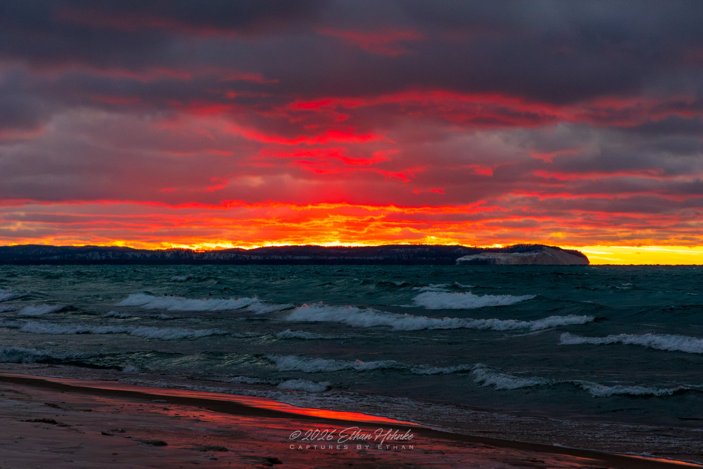 First Banger Sunset of 2026 over Lake Michigan - Print