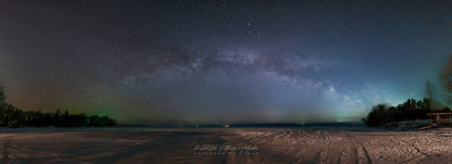 Milky Way Arch over Frozen Lake Leelanau 3:1 Panorama - Print
