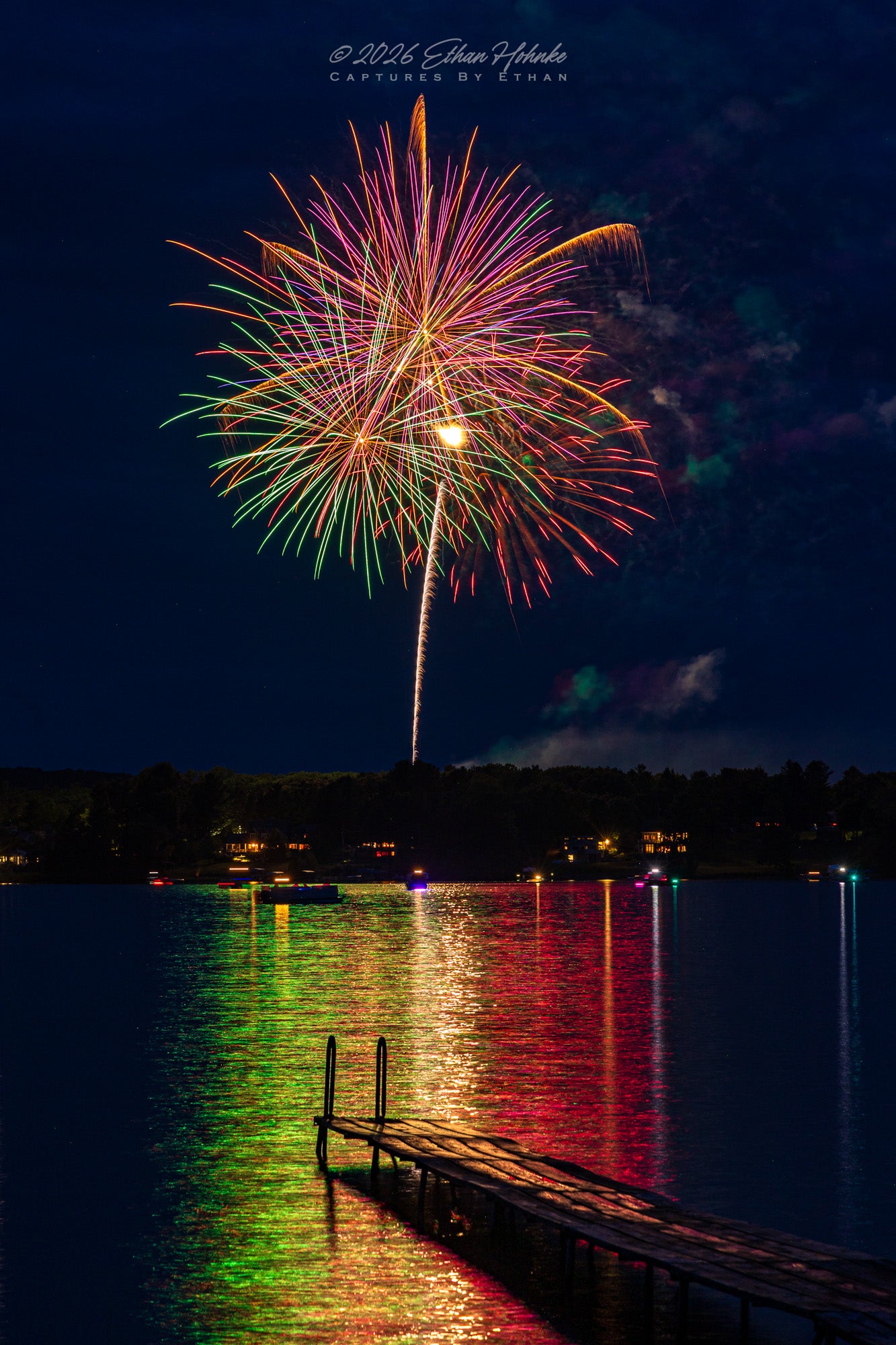 Leland 4th of July Fireworks for America's 250th I (Portrait Orientation) - Print