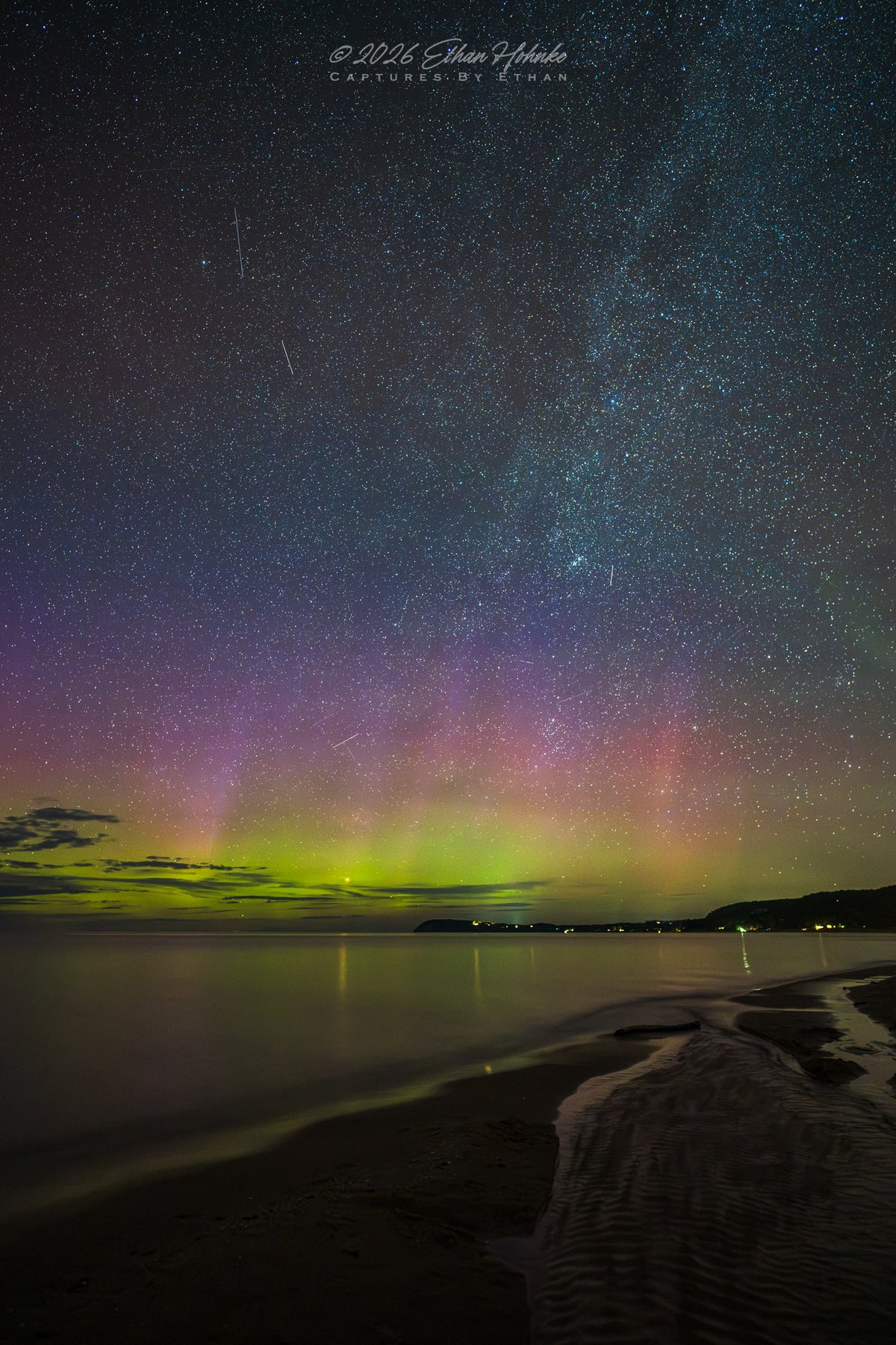 Good Harbor Creek Aurora and Milky Way (Portrait Orientation) - Print