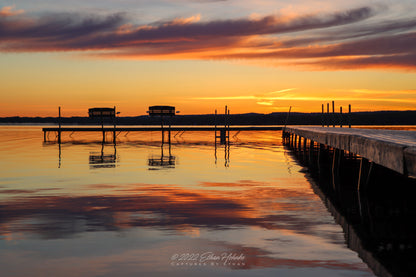 Nedow's Bay Dock Sunrise over Lake Leelanau - Print