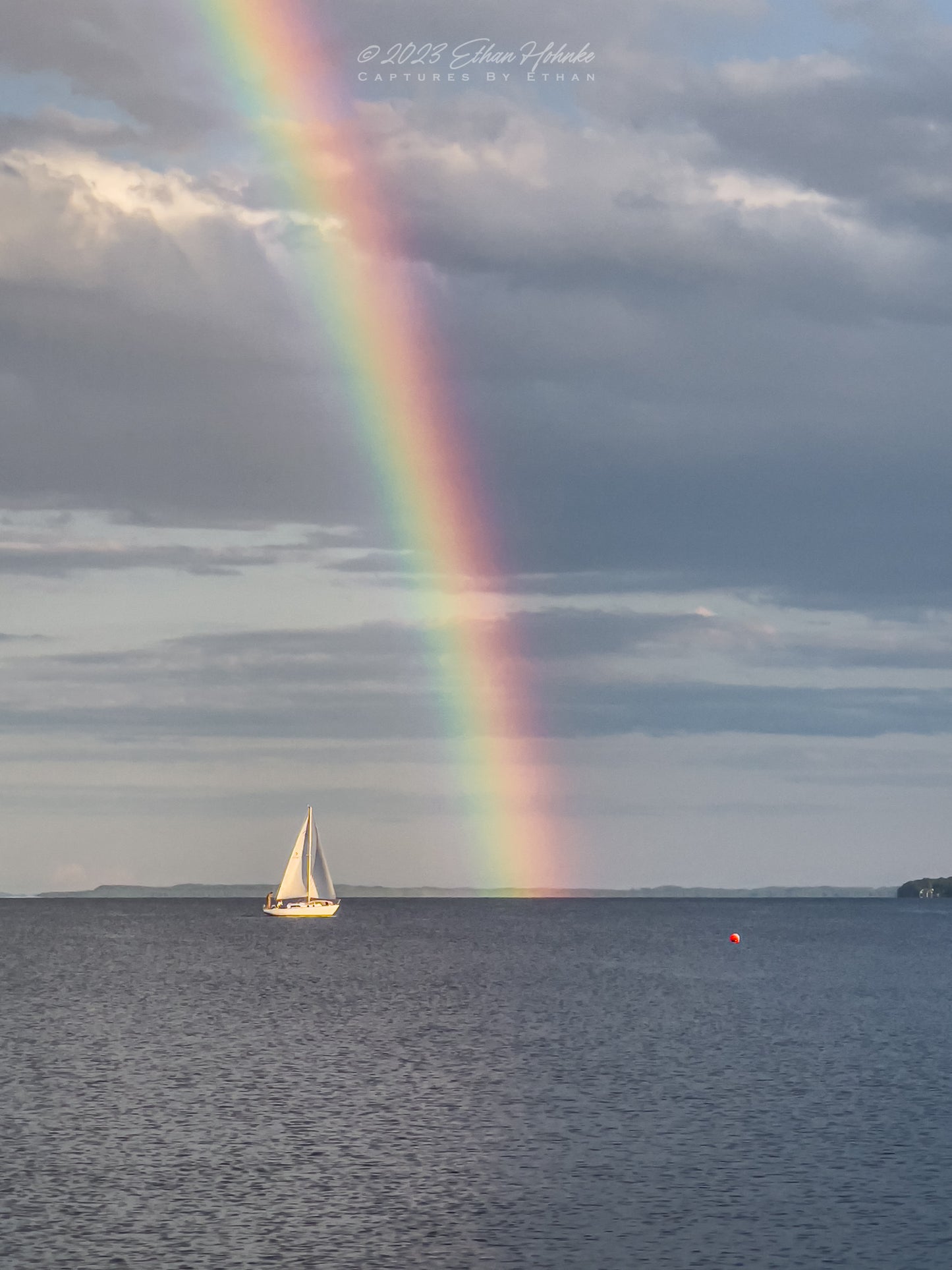 Rainbow over Grand Traverse Bay from Northport Marina IV - Print (Portrait Orientation)
