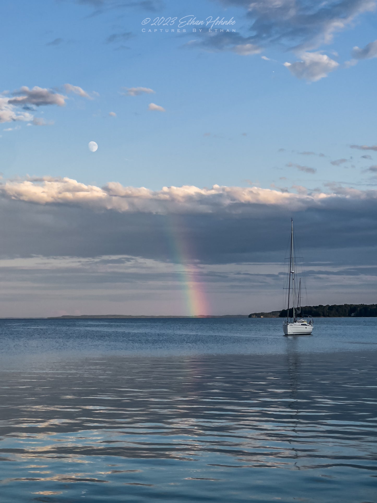Rainbow over Grand Traverse Bay from Northport Marina V - Print (Portrait Orientation)
